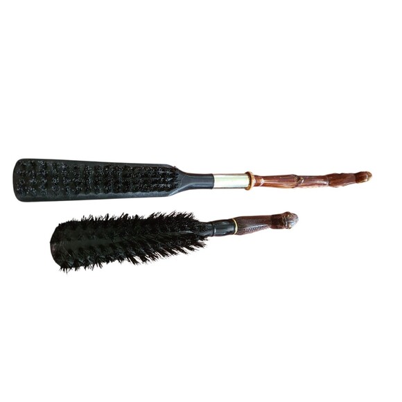 Vintage Set Of 2 Horse Head Shoe Brushes 1950s 11" and 8" - Picture 9 of 9